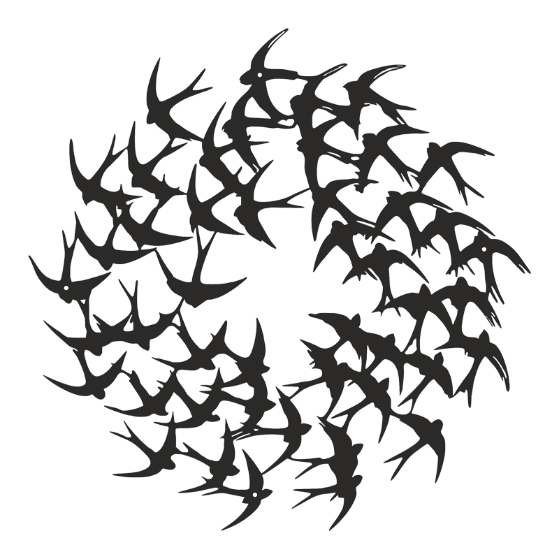 Декорация за стена Swarm черен метал Φ50x1.5см