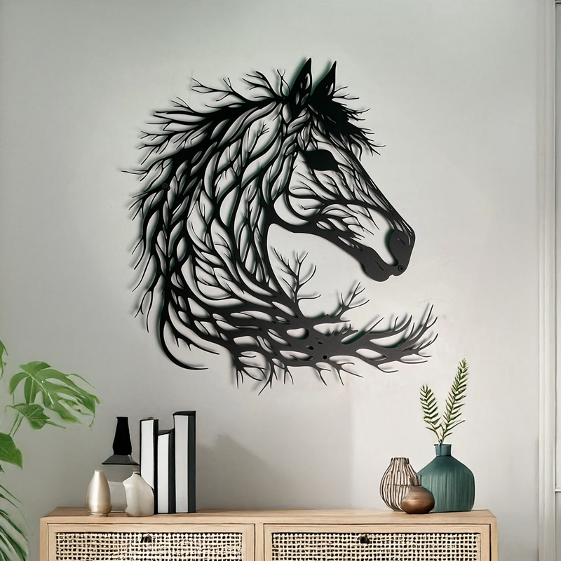Стенна декорация Horsy черен метал 60x1.5x60см - Image 2