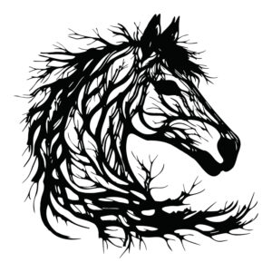 Стенна декорация Horsy черен метал 60x1.5x60см