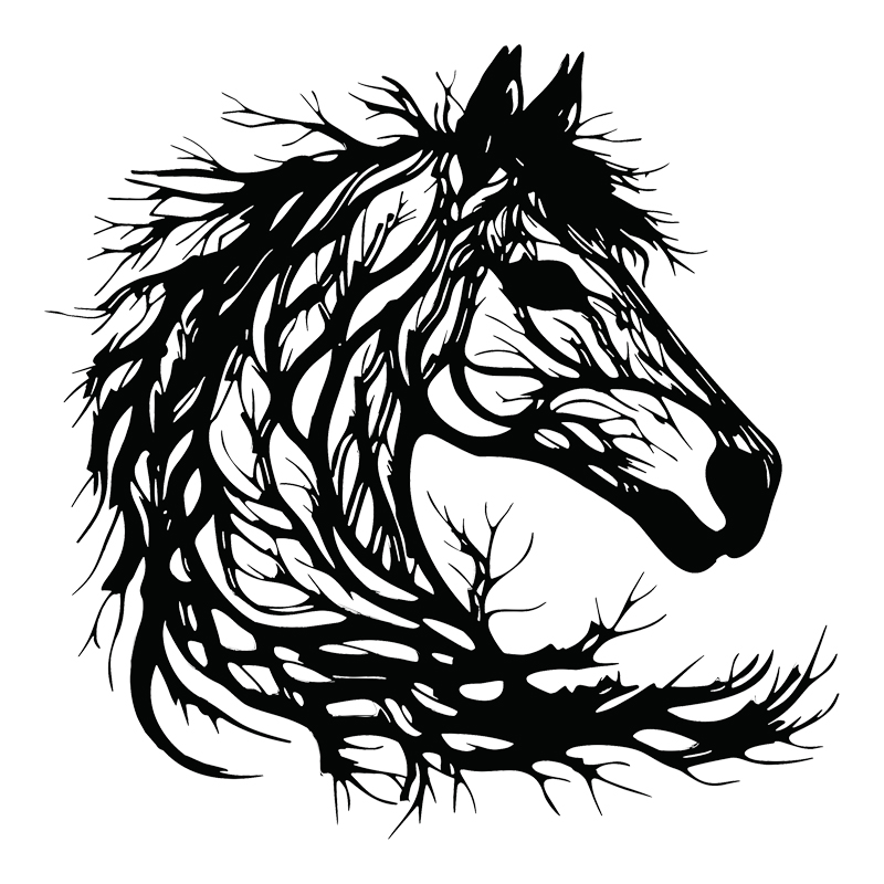 Стенна декорация Horsy черен метал 60x1.5x60см