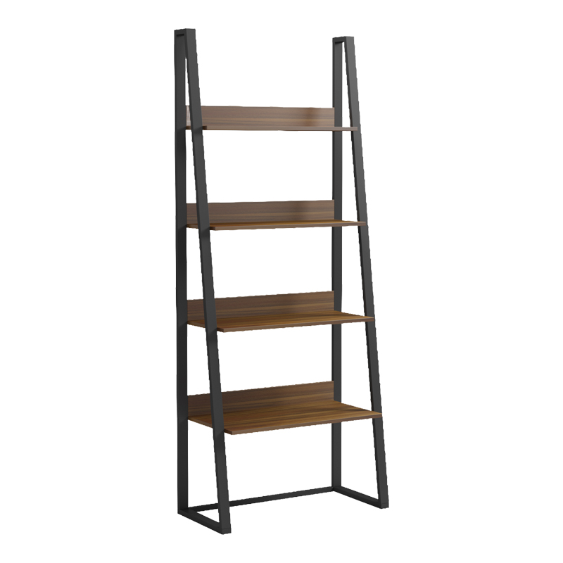 Метална библиотека-рафт Alfа, цвят орех-черен, 75x36x185 см