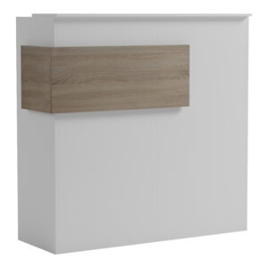 Рецепционно бюро Optima с LED осветление, бяло, цвят Sonoma, 110x40x110 см