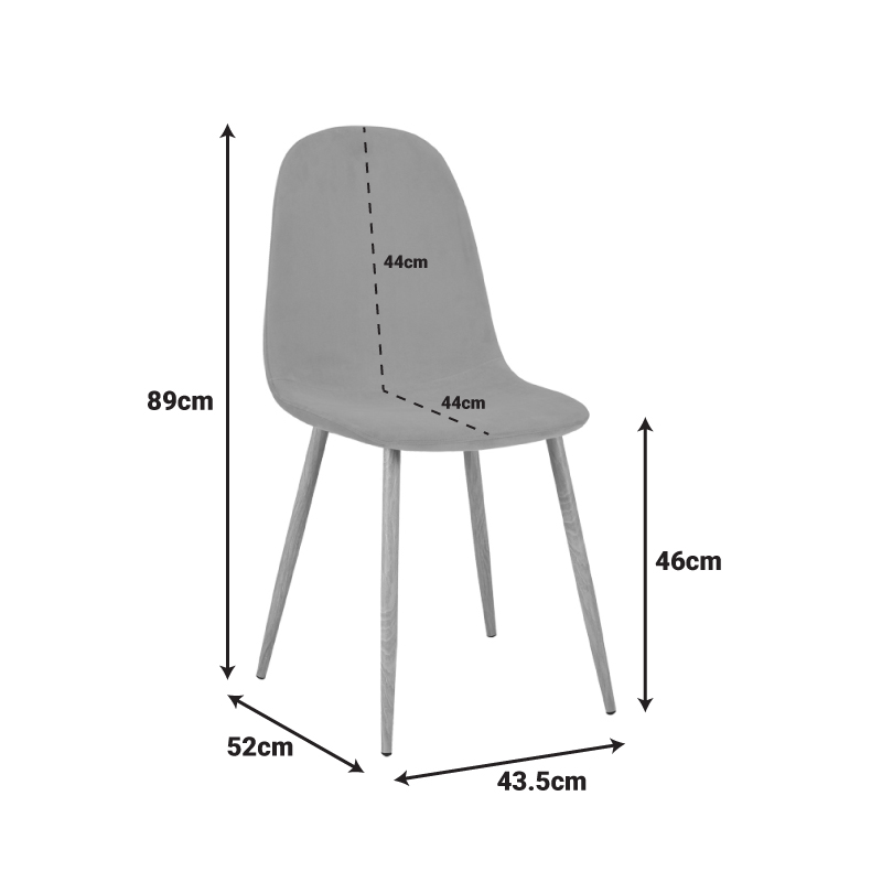 Стол Bella бежов плат с метален крак в естествен нюанс 43.5x52x89см - Image 5
