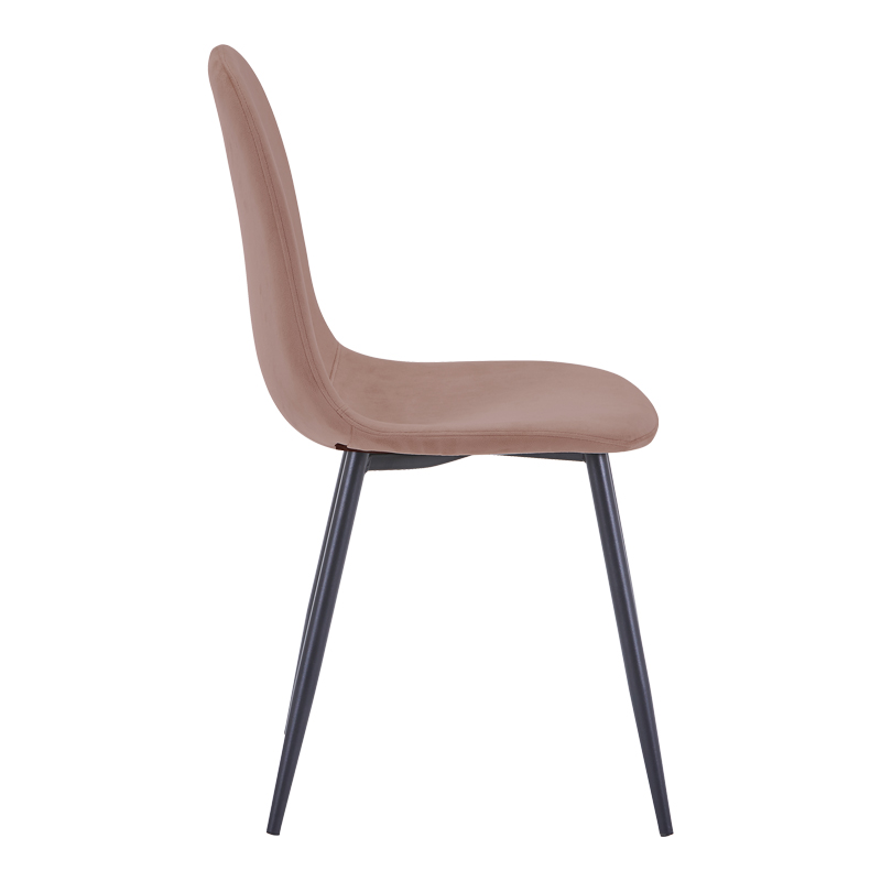 Стол Bella кадифе от гнила ябълка, с черен метален крак, 43.5x52x89см - Image 3