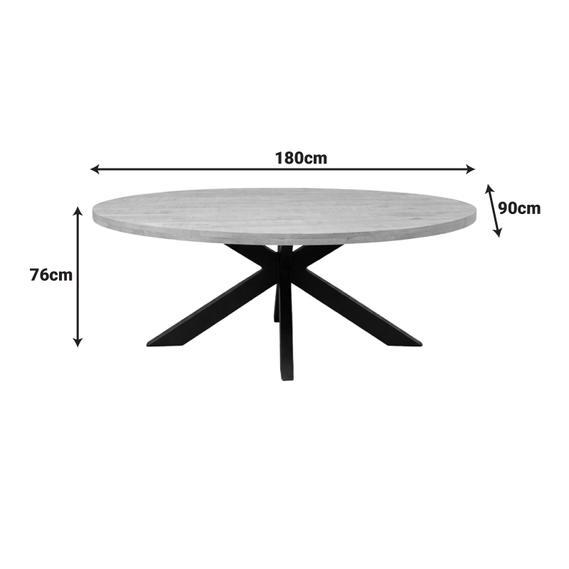 Маса Jenma масивно мангово дърво в естествен нюанс - черен метален крак 180x90x76см - Image 4