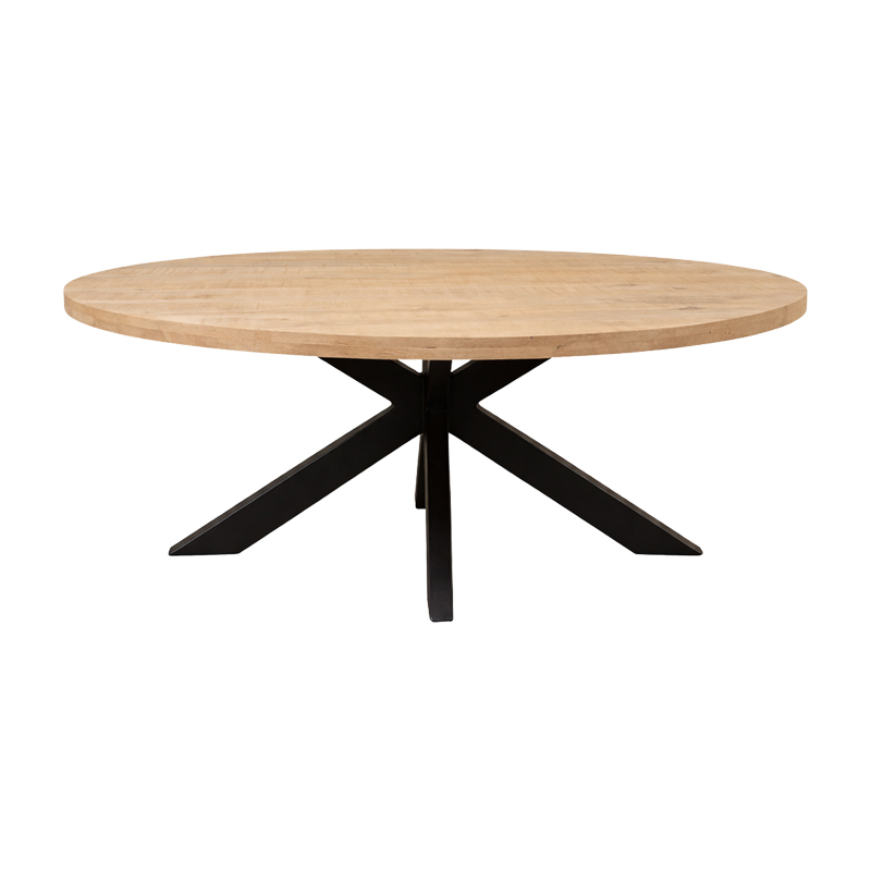 Маса Jenma масивно мангово дърво в естествен нюанс - черен метален крак 180x90x76см