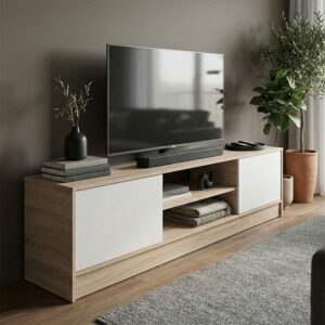 ТВ шкаф Sasa sonoma-бял 150x35x41.5см