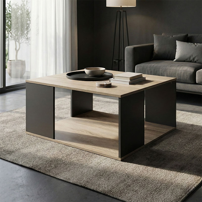 Холна маса Zelegan sonoma-антрацит 90x90x44.5см