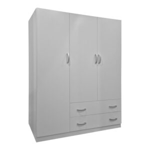 Трикрилен гардероб с 2 чекмеджета Alvia бял 150x51x180см