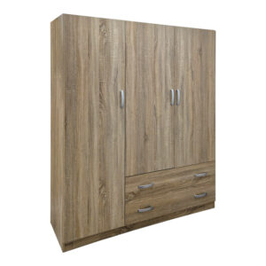 Трикрилен гардероб с 2 чекмеджета Alvia sonoma 150x51x180см