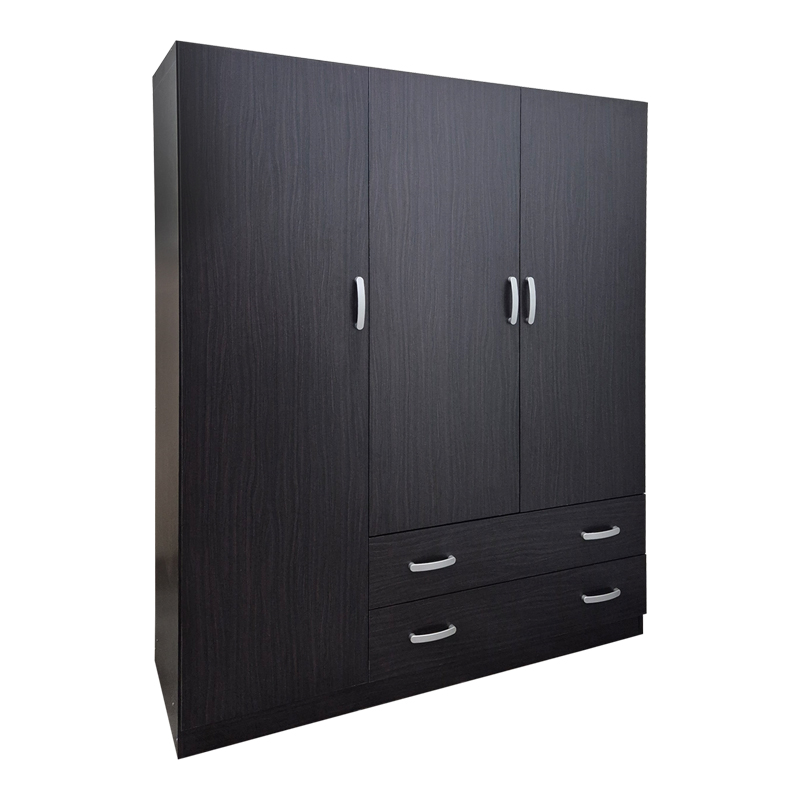 Трикрилен гардероб с 2 чекмеджета Alvia венге 150x51x180см