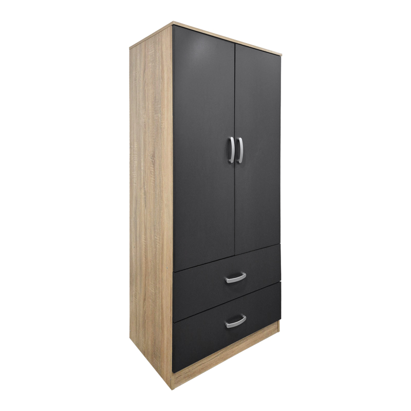 Двукрилен гардероб с 2 чекмеджета Alvia sonoma-antracit 80x51.5x180см