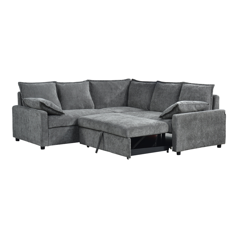 Ъглов разтегателен диван Lounivo антрацит плат 215x215x84см - Image 3