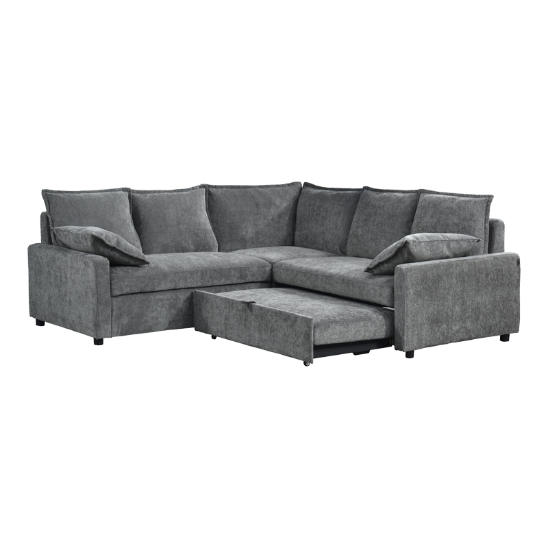 Ъглов разтегателен диван Lounivo антрацит плат 215x215x84см - Image 4