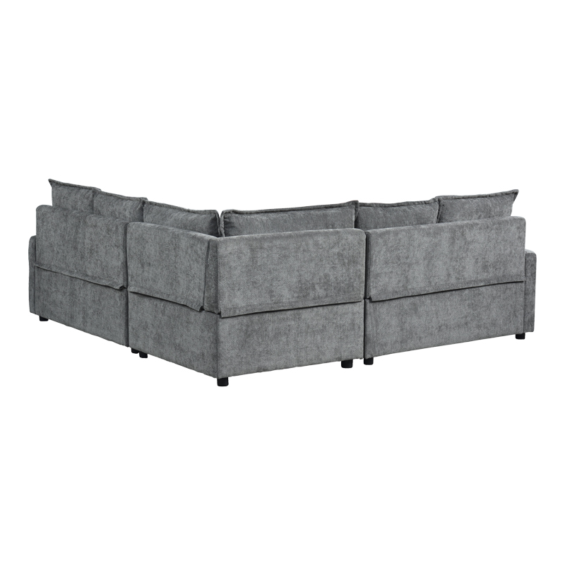 Ъглов разтегателен диван Lounivo антрацит плат 215x215x84см - Image 5