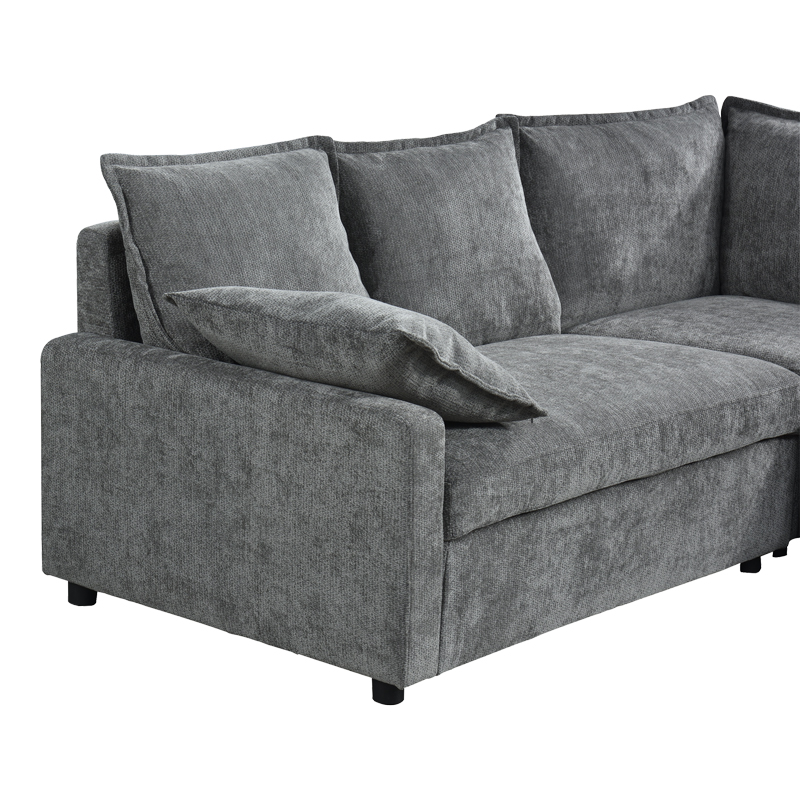 Ъглов разтегателен диван Lounivo антрацит плат 215x215x84см - Image 6