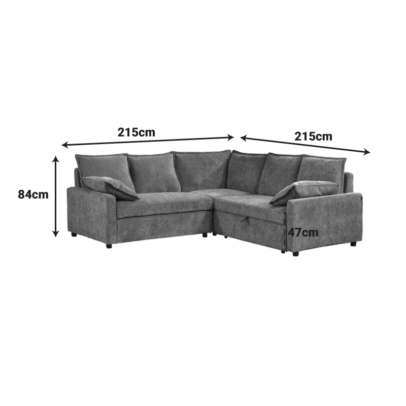Ъглов разтегателен диван Lounivo антрацит плат 215x215x84см - Image 8