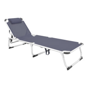 Плажен шезлонг Fevepe здрав алуминий-текстил, антрацитен цвят, 58.5x185x29.5см