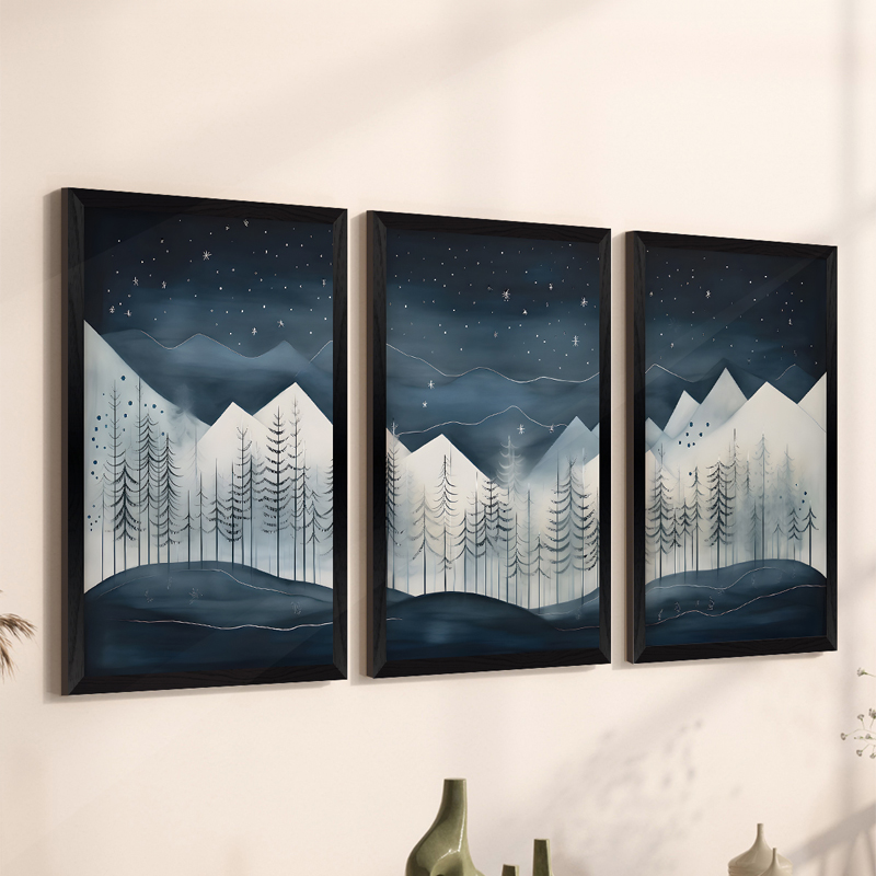Вълнообразна картина-триптих от с дигитален печат и рамка 33x0.3x48см - Image 2