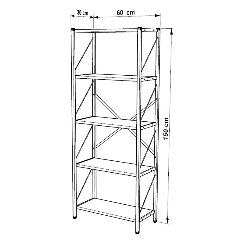 Библиотека Bimblem от орех с черен метал 60x30x150 см - Image 2