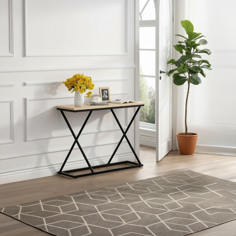 Конзола Glimmer в естествен нюанс с черен метал 100x30x80см