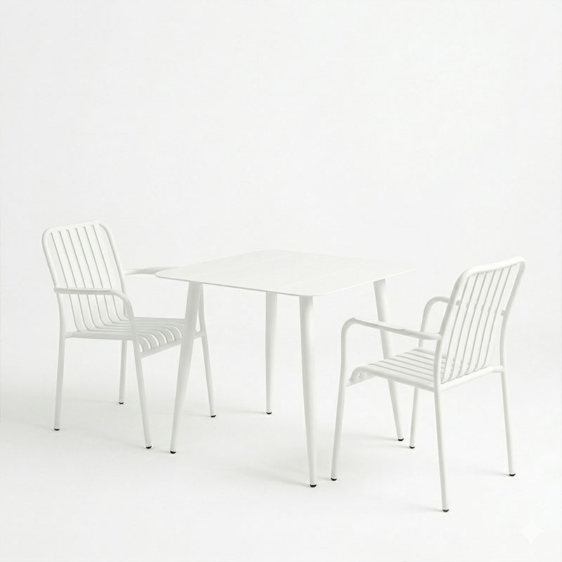 Трапезна маса Heven Vista комплект от 3 части бял алуминий 80x80x72см - Image 2