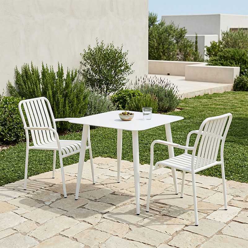 Трапезна маса Heven Vista комплект от 3 части бял алуминий 80x80x72см