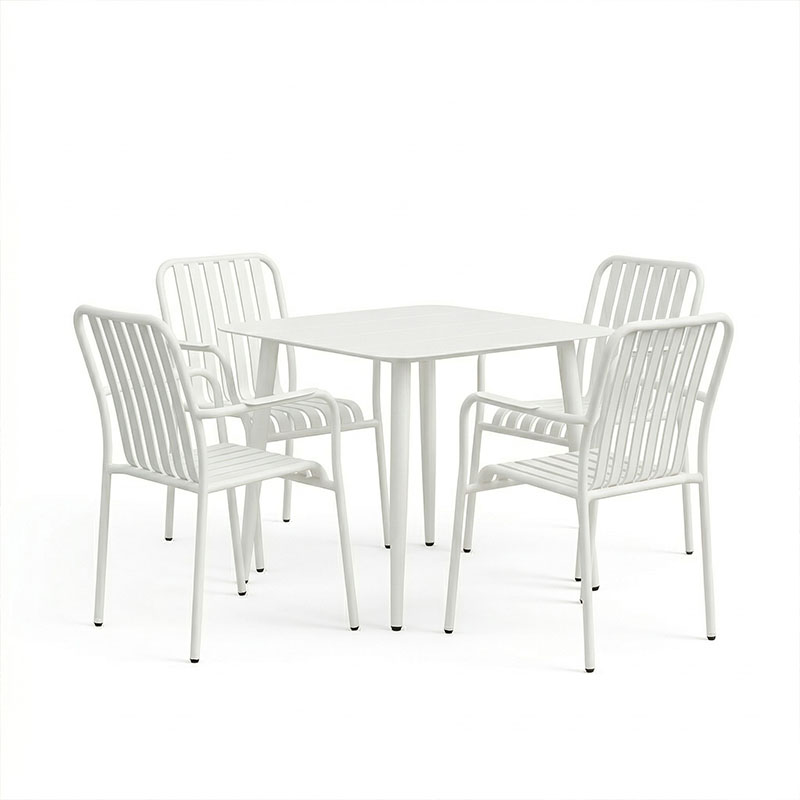 Трапезна маса Heven Vista комплект от 5 части бял алуминий 80x80x72см - Image 2