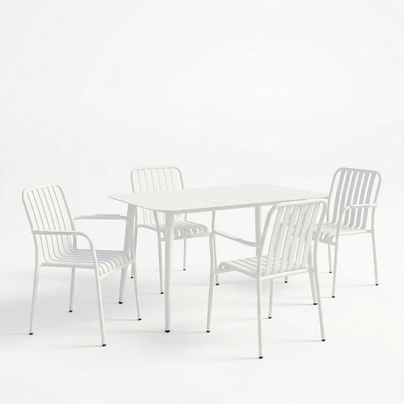 Трапезна маса Heven Vista комплект от 5 части бял алуминий 120x70x72см - Image 2