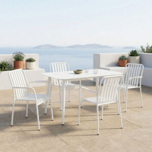 Трапезна маса Heven Vista комплект от 5 части бял алуминий 120x70x72см