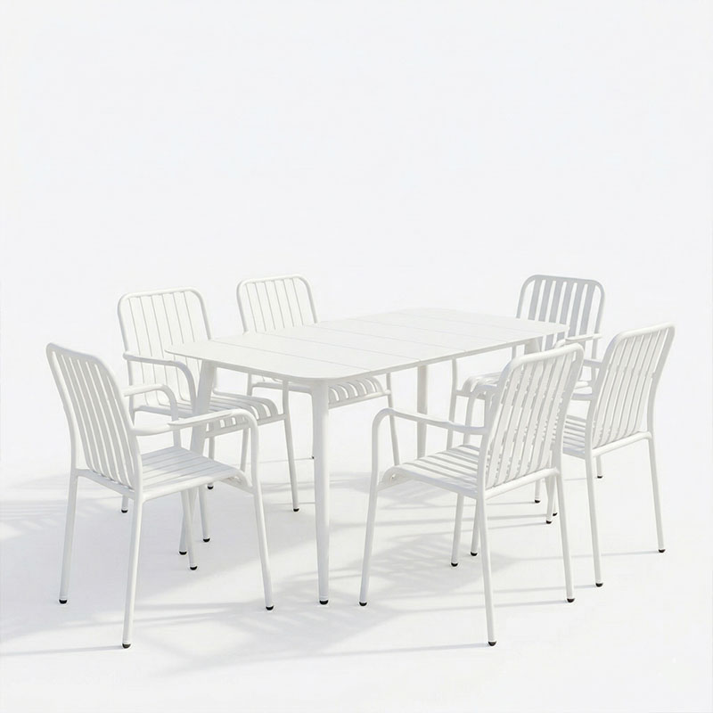 Трапезна маса Heven Vista комплект от 7 части бял алуминий 120x70x72см - Image 2