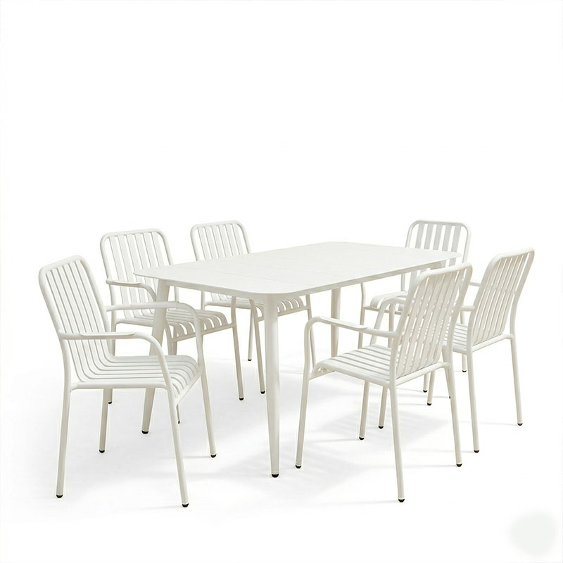 Трапезна маса Heven Vista комплект от 7 части бял алуминий 150x80x72см - Image 2