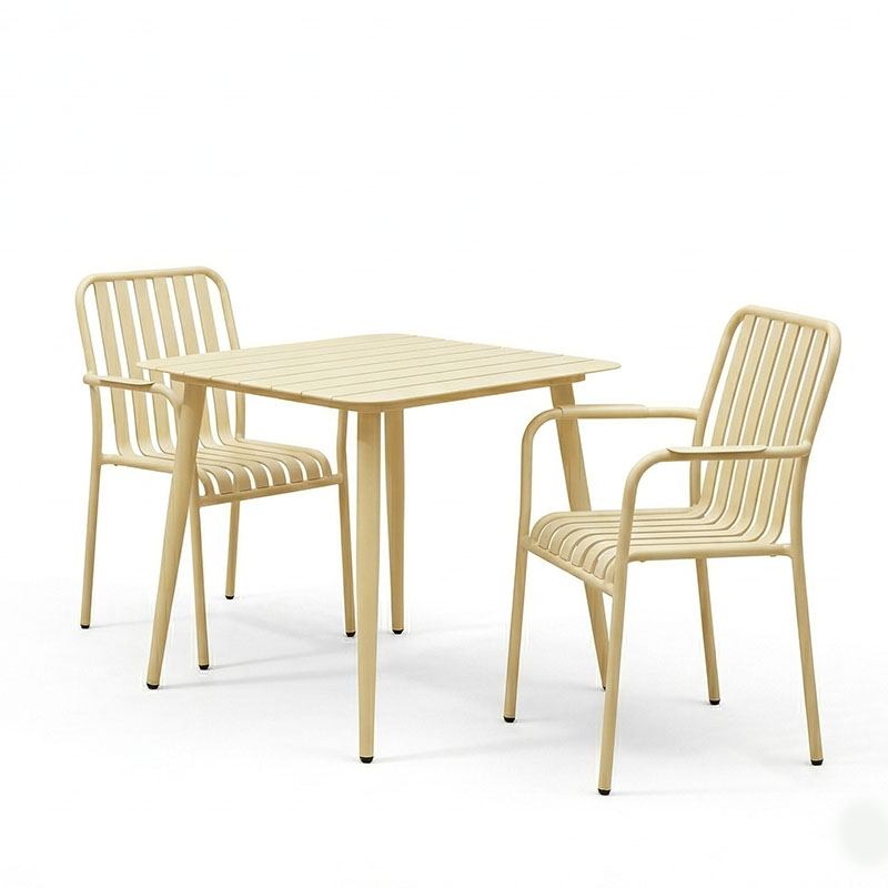 Трапезна маса Heven Vista комплект от 3 части шампанско алуминий 80x80x72см - Image 2