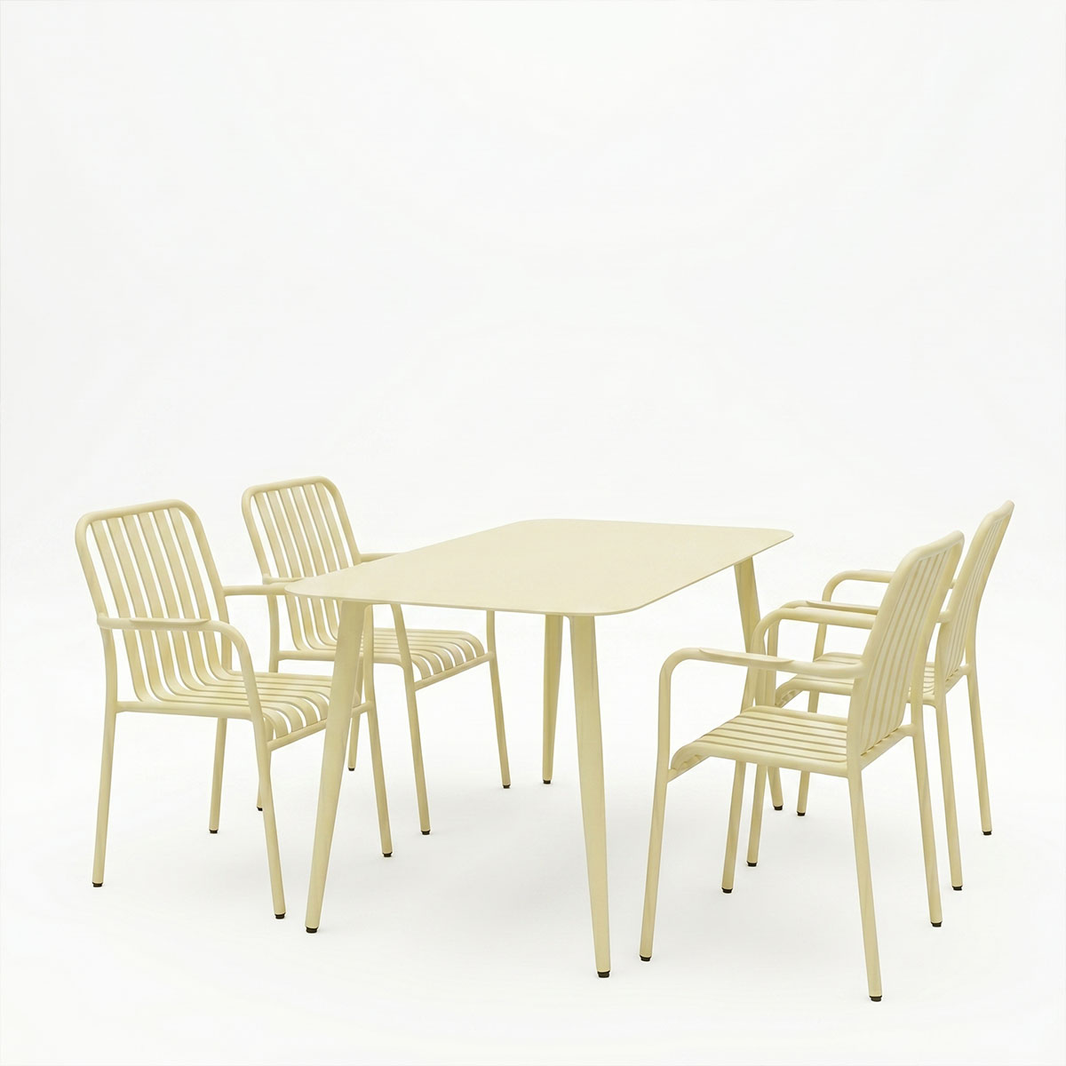 Трапезна маса Heven Vista комплект от 5 части шампанско алуминий 120x70x72см - Image 2
