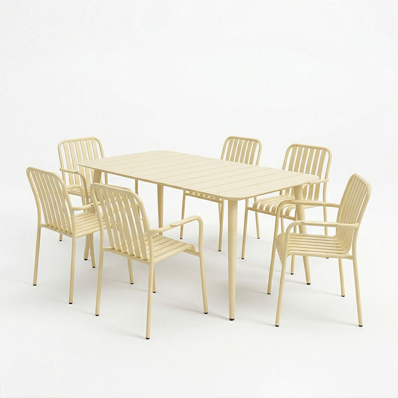 Трапезна маса Heven Vista комплект от 7 части шампанско алуминий 150x80x72см - Image 2
