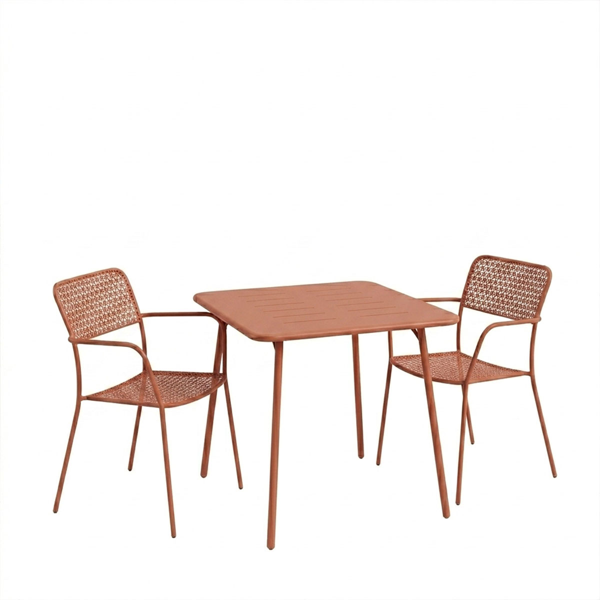 Комплект трапезна маса Moraja Federal от 3 части, теракота, метал, 70x70x73 см - Image 2