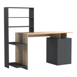 Бюро с етажерка и шкаф Meza sonoma-antracit 146.3x55x128.8см