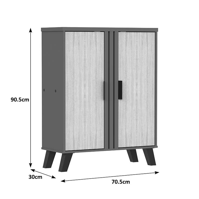 Поставка за обувки-шкаф Shoby сонома-антрацит 70.5x30x91см - Image 6