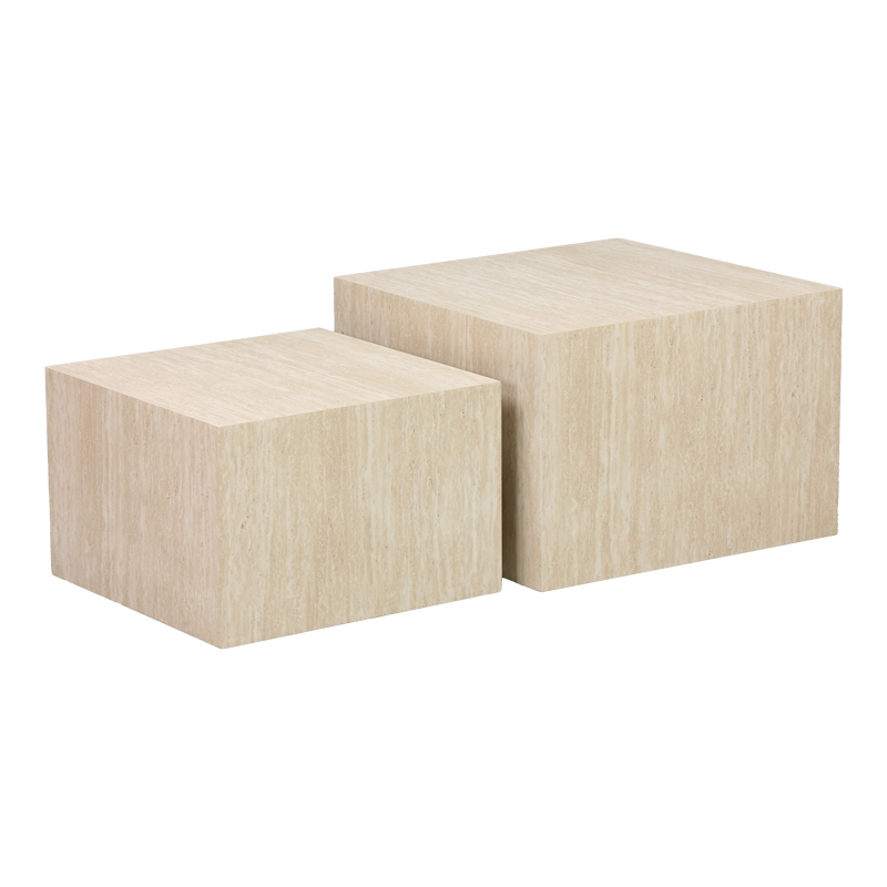 Комплект странични масички Coffina от 2 бр., MDF, с травертинова визия - Image 2