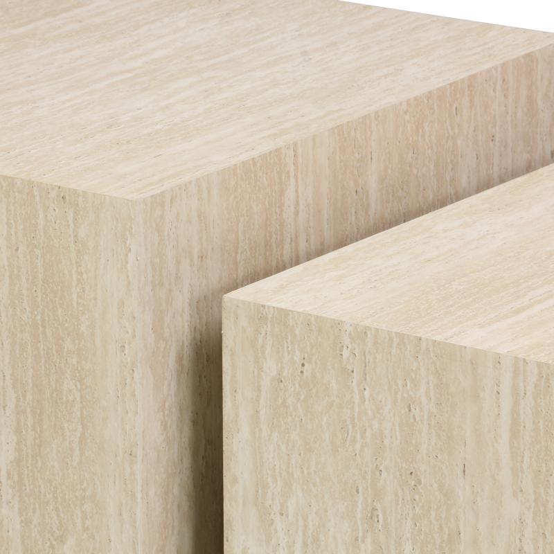 Комплект странични масички Coffina от 2 бр., MDF, с травертинова визия - Image 6