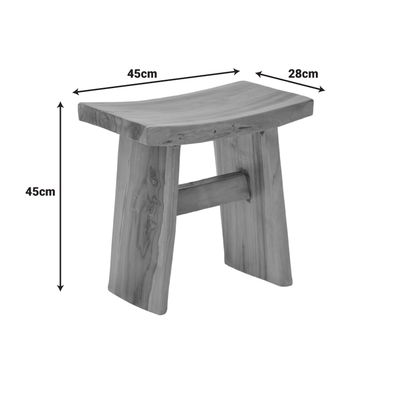 Табуретка Borbe от тиково дърво в естествен нюанс 45x28x45см - Image 5