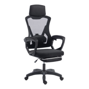 Мениджърски офис стол с поставка за крака Meton mesh черен цвят 48x60x118-128см