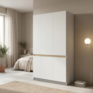 Трикрилен гардероб Merzia sonoma-white 120x46.5x183cm