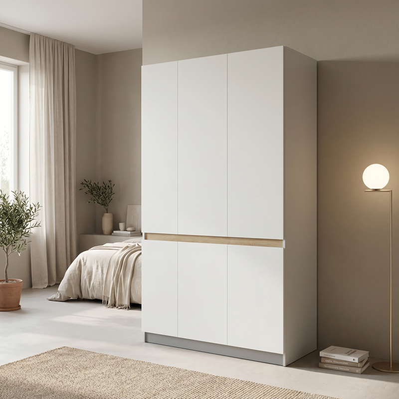 Трикрилен гардероб Merzia sonoma-white 120x46.5x183cm