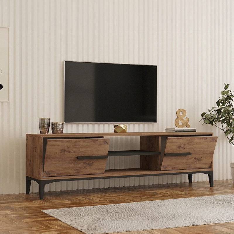 Eslem TV шкаф от дъб с антрацит 160x34.6x48.1см - Image 2