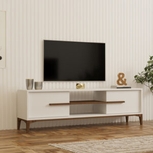 Eslem ТВ шкаф бял с орех 160x34.6x48.1см
