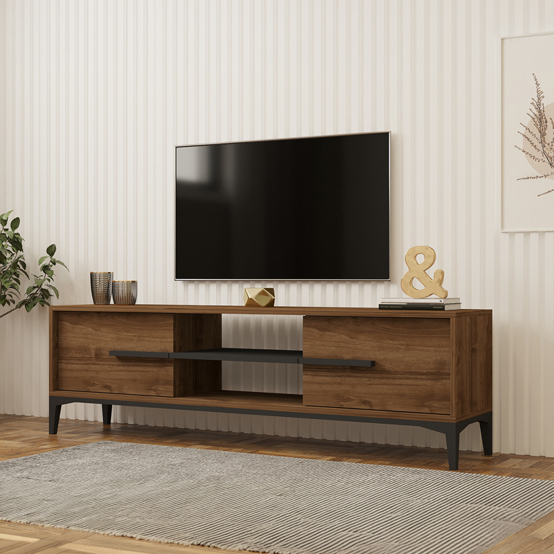 Eslem ТВ шкаф, орех с антрацит, 160x34.6x48.1 см