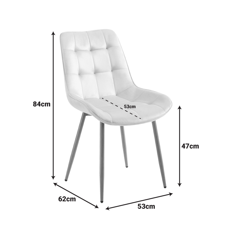 Стол Berne кремав кадифен крак в естествен цвят 53x62x84см - Image 8