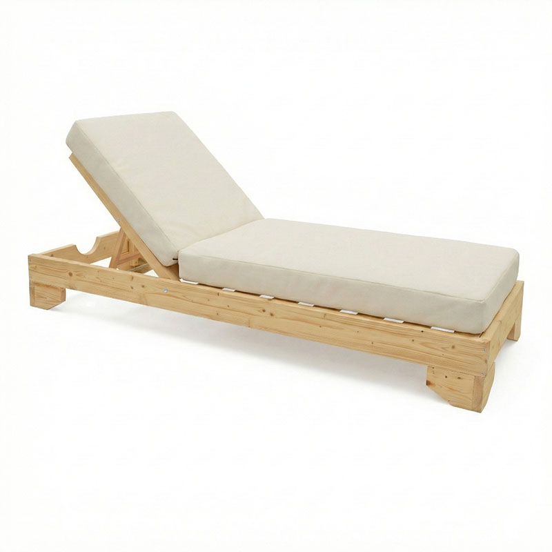 Шезлонг Fendy с възглавница Vertian от ела в естествен цвят 71.5x200x24см - Image 2