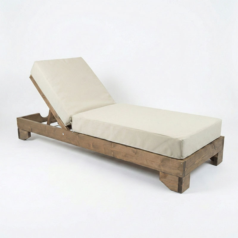 Шезлонг Fendy с възглавница Vertian от ела в орехов цвят 71.5x200x24см - Image 2